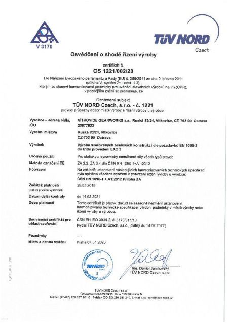 Certifikát - 15085-2 CZ2